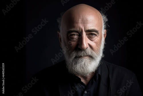 65-year-old male's studio portrait, capturing his true essence as a senior man. Photo generative AI