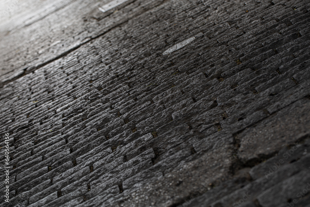 stone pavement in bright sunlight. Close up stone pavement in bright sunlight. Close up