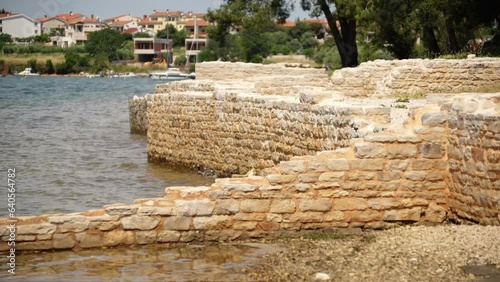 Foundation walls of a Roman Villa at Medulin, Croatia. Adriatic Sea photo