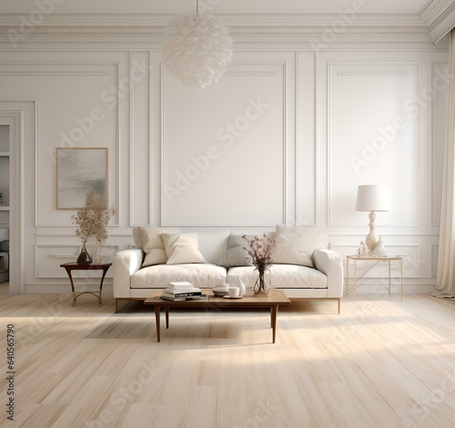 Moderne Wohnzimmerästhetik: Weißes Ambiente mit gemütlichem Sofa