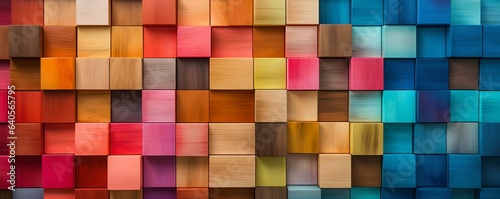 Bunte Holzwürfel-Wand: Kreatives Raumdesign