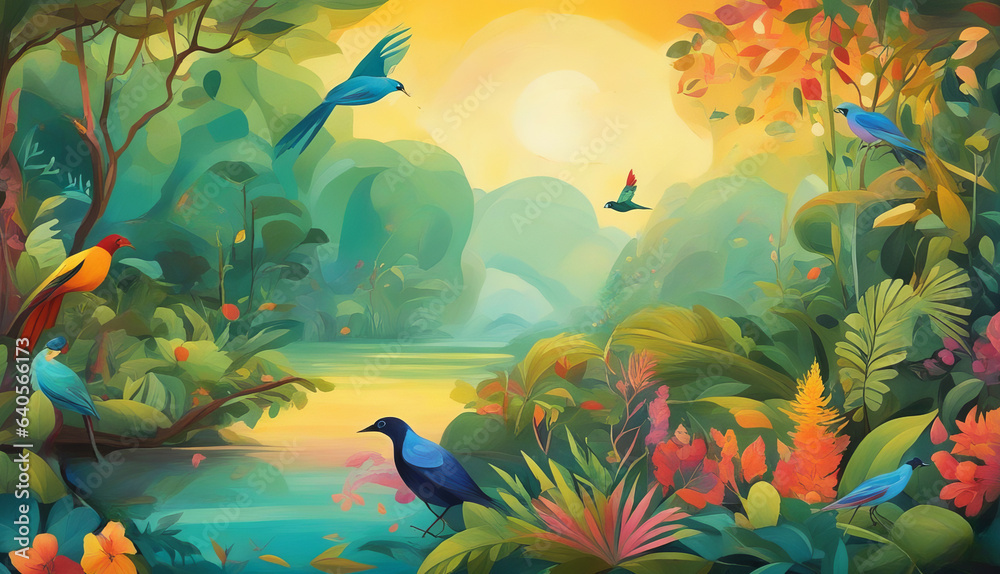 Beautiful parrots in the tropical jungle. Beautiful parrots in the tropical jungle.