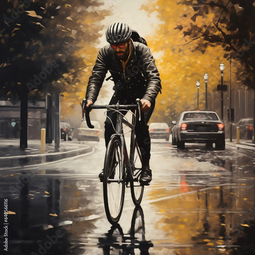 Man riding a bike in the city  © Danijela