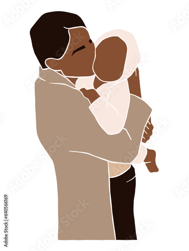 Abstract mother holding a baby illustration. Vector illustration.