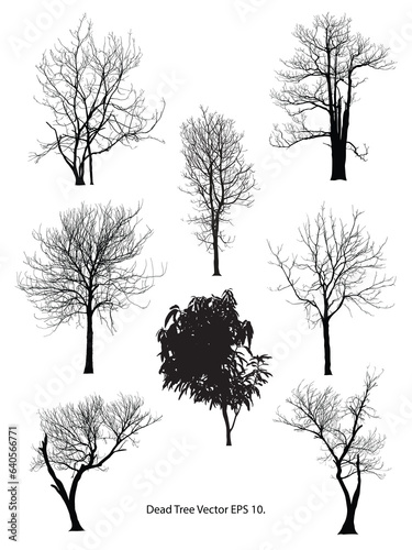 Obraz na płótnie Dead Tree without Leaves Vector Illustration Sketched, EPS 10. w salonie