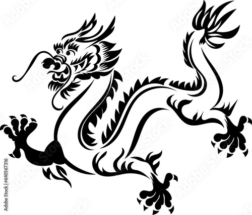 Fototapeta Naklejka Na Ścianę i Meble -  chinese dragon hand drawn zodiac year 2024 illustration