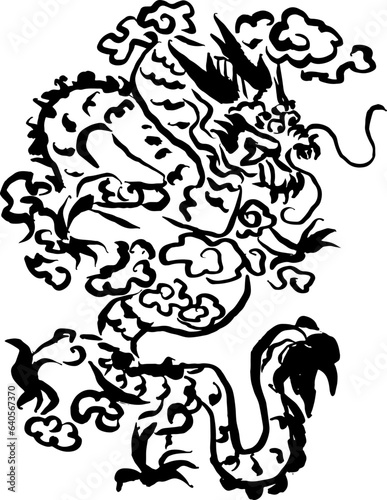 chinese dragon hand drawn zodiac year 2024 illustration