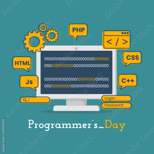 Programming and engineering development with flat design concept good for programmers' day