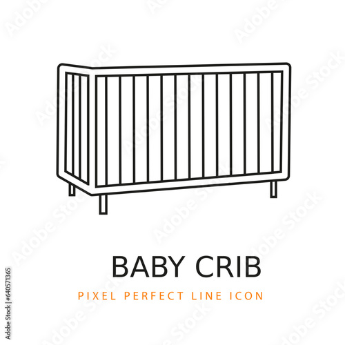 Baby Infant Crib Sleeping Basket Icon Line Art Pixel Perfect Infant Baby Coloring Page