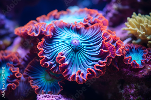 Coral and reef underwater. Colorful flower sea.
