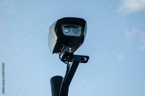 Closeup photo of a new ULEZ ANPR camera in London