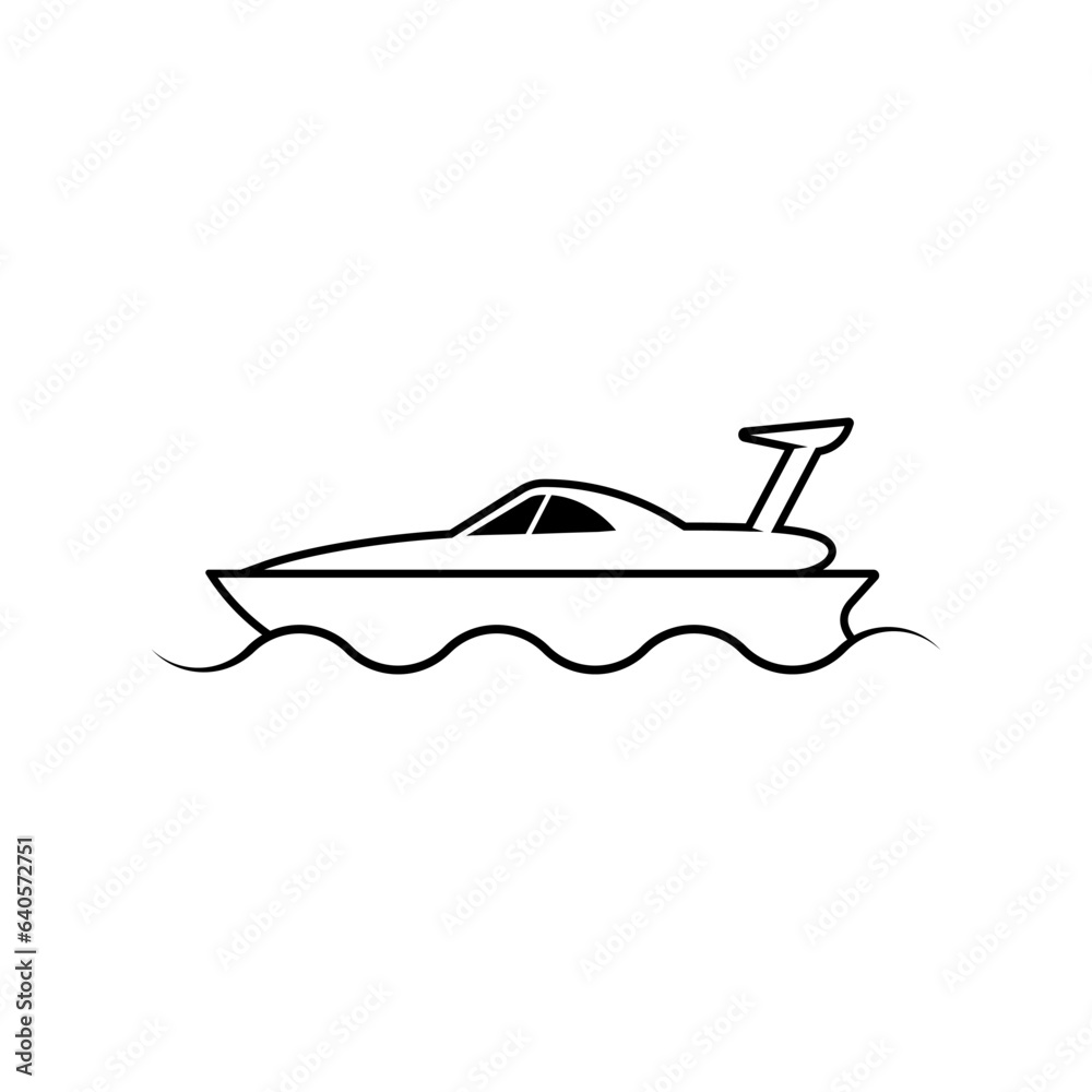 Speed Boat Icon. Transportation, Water Sport. Tour and Traveling. Vacation  Symbol  - Vector.  