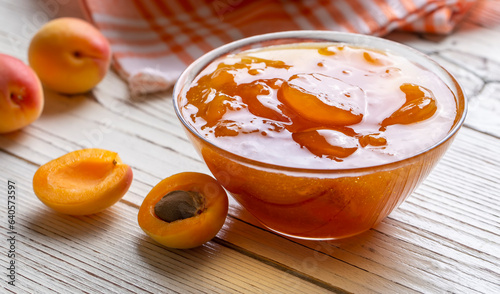 Apricot fruits and apricot jam