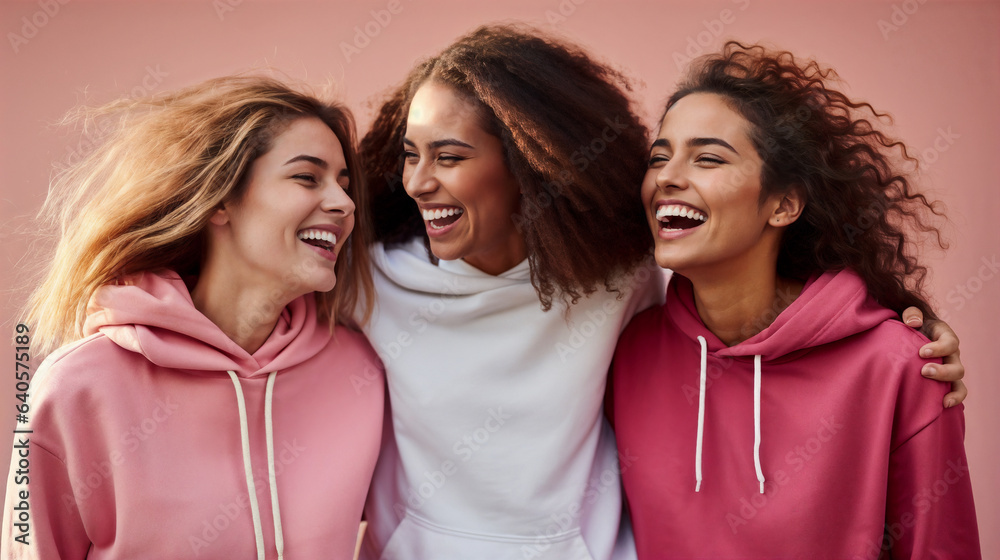 Group of happy young women. Generative AI Group of happy young women. Generative AI