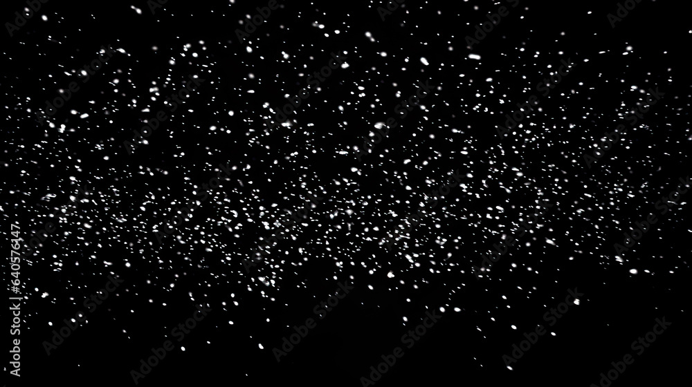 Snow or snowflakes falling texture. Concept of a blizzard or snowfall. Black Matte to use as an overlay. Shallow field of view.