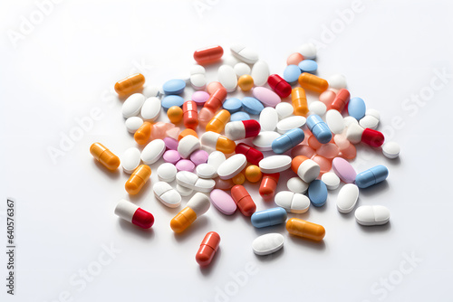 Pills on white background. Healthcare and medical concept.