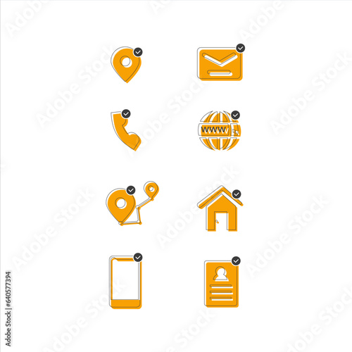 Contact icons set on a white background, business, social, web, phone, contact, locations