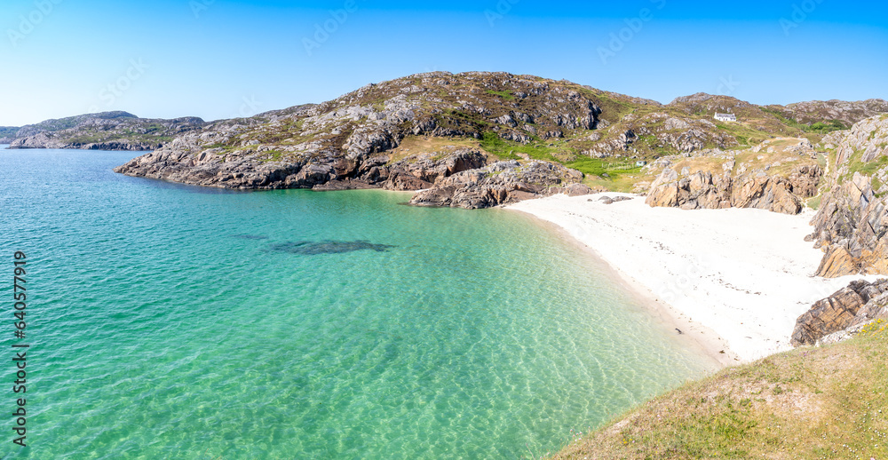 Secluded beach in Achmelvich Bay, Scotland