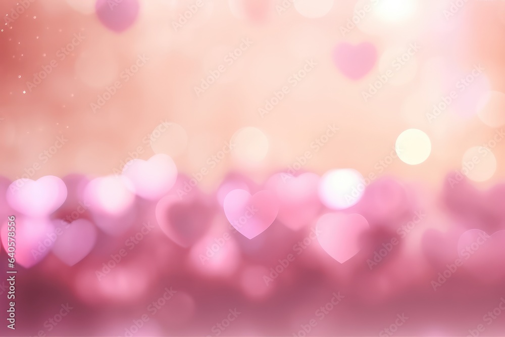 Pink hearts bokeh background Valentine day blurred light 
