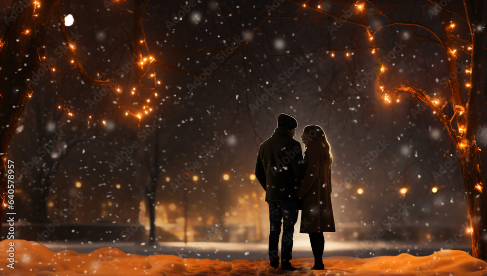 couple in love in the snow