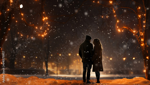 couple in love in the snow