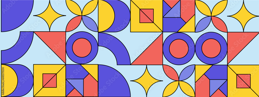 Abstract geometric backgrounds set isolated over white, vector design elements in retro style of the 70s, modern modular compositions with colorful geometrical shapes. Abstract geometric backgrounds set isolated over white, vector design elements in retro style of the 70s, modern modular compositions with colorful geometrical shapes.