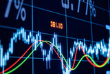 Stock exchange, chart, financial figures and lines.
