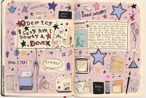 Generative ai illustration hand drawn of secret diary of 90s teenagers