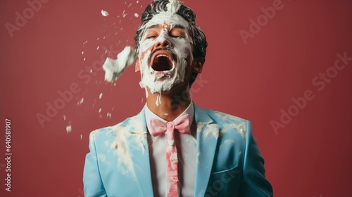 Man with pie in the face photo