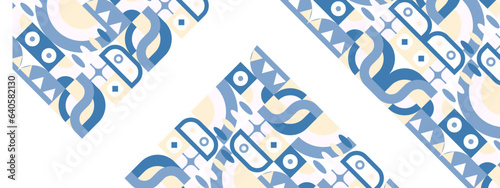 Abstract Geometric Pattern Artwork. Retro colors and color background. Grid with colored geometric shapes. Modern abstract promotional flyer, background, brochure, pattern.