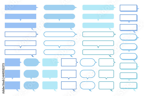 Blue vector speech bubbles set of various shapes
