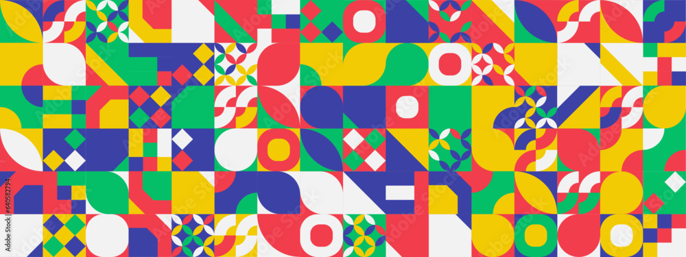 Colorful modern geometric banner with shapes Colorful modern geometric banner with shapes