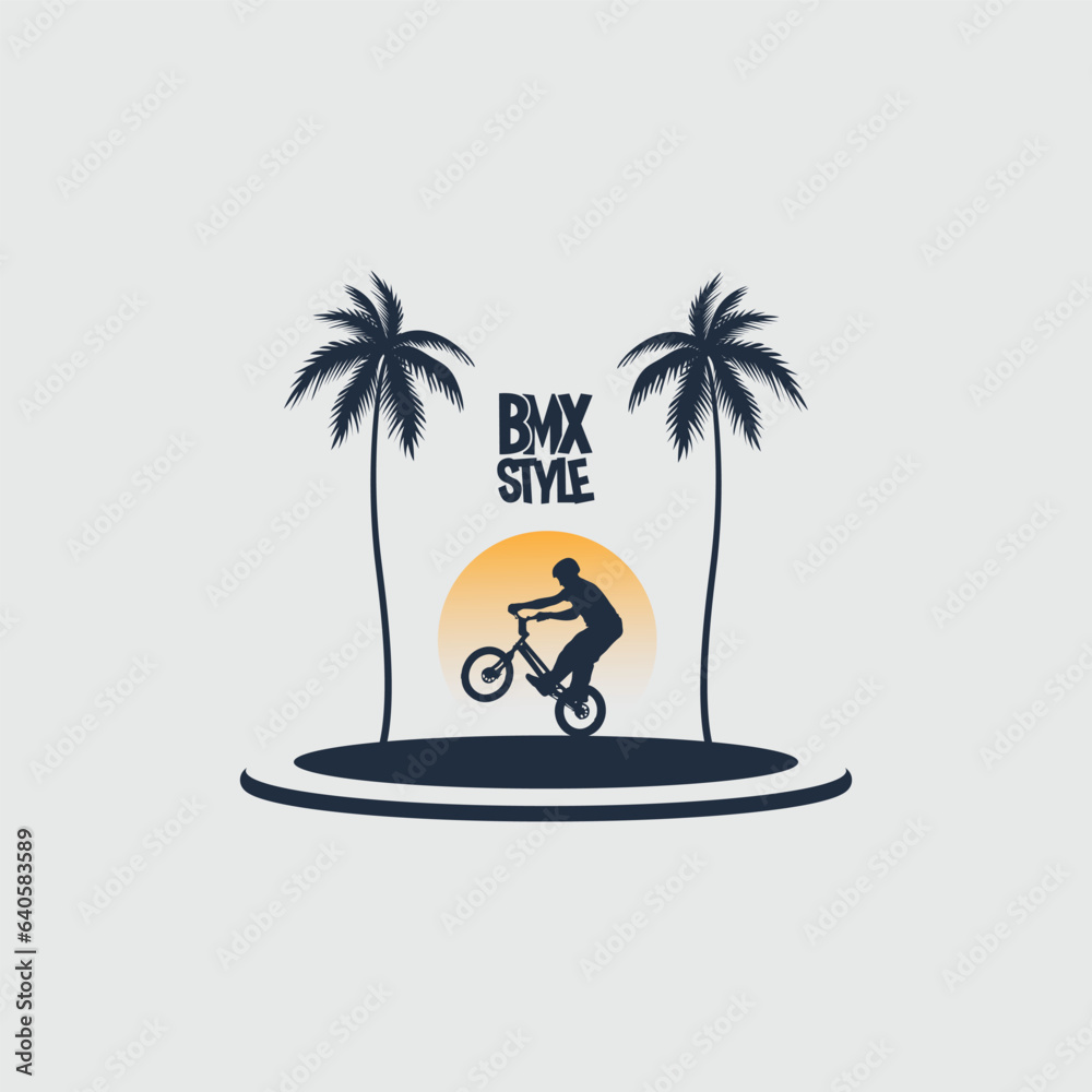 Cycling bmx vector image.cycling bmx logo.bmx style atraction ilustration.
