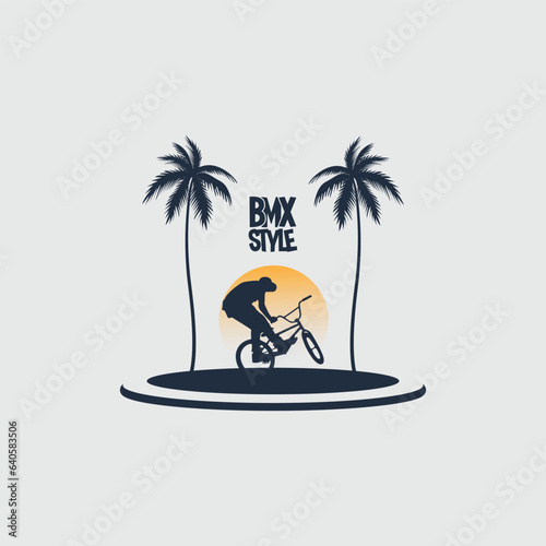 Cycling bmx vector image.cycling bmx logo.bmx style atraction ilustration. 