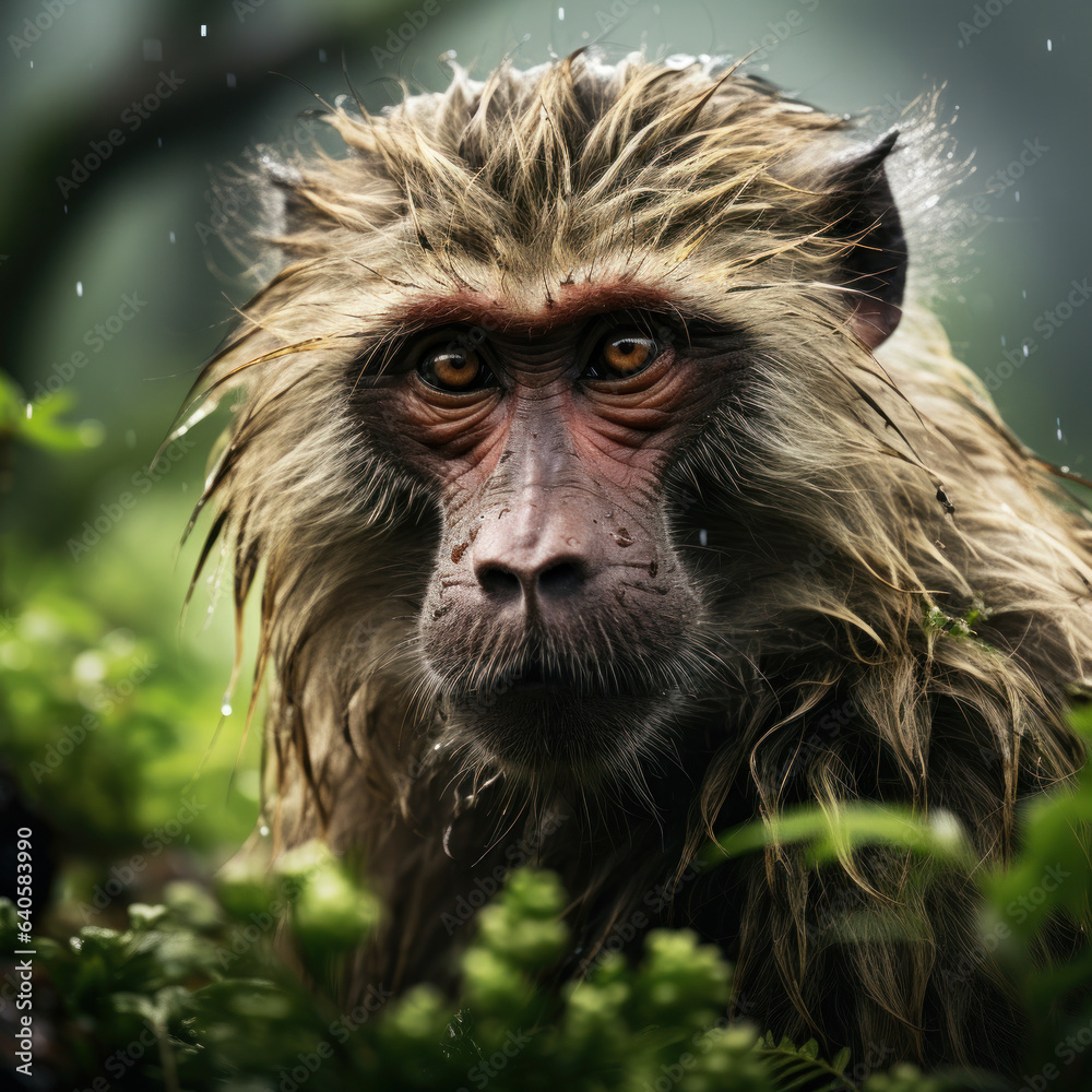 Baboon in its Natural Habitat, Wildlife Photography, Generative AI Baboon in its Natural Habitat, Wildlife Photography, Generative AI