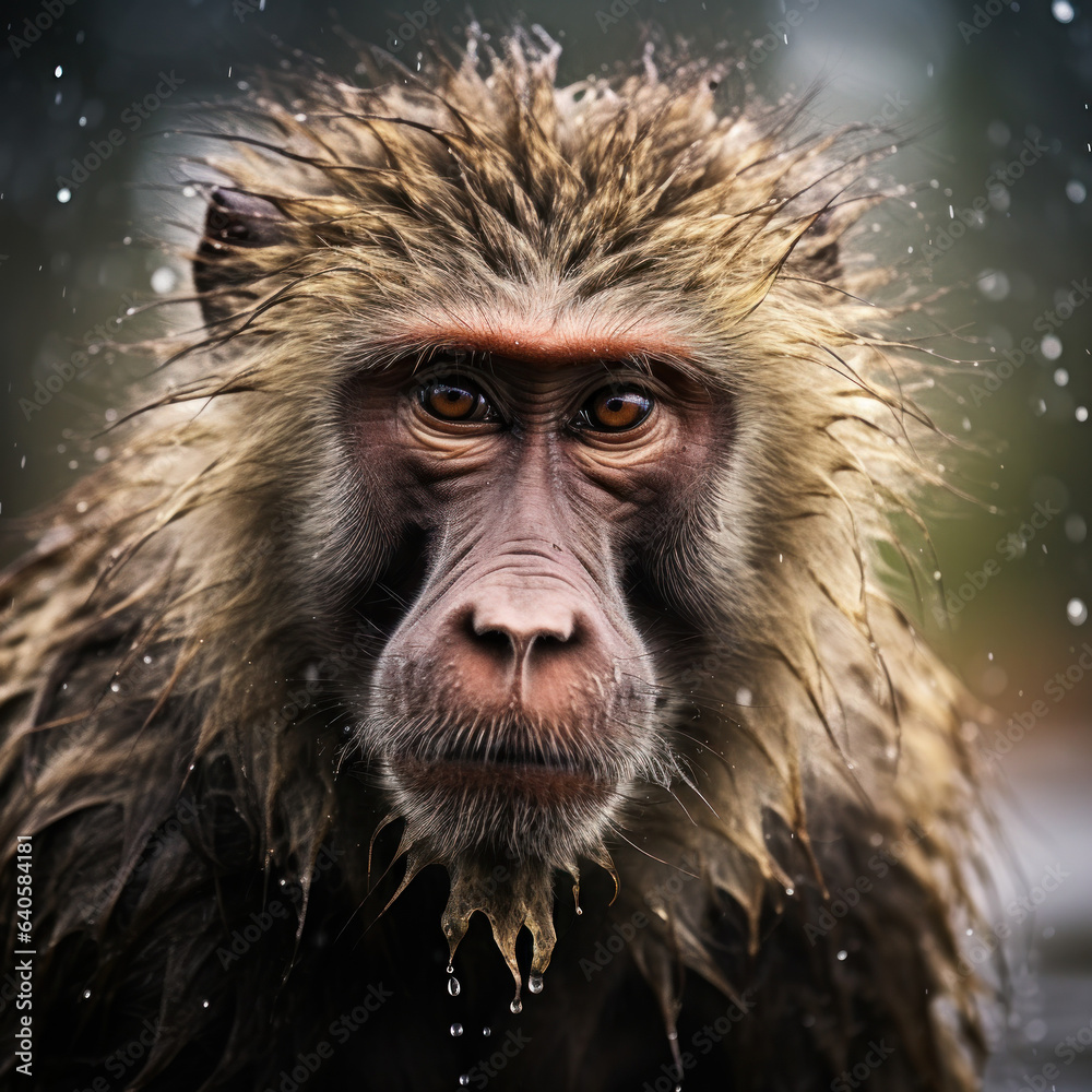 Baboon in its Natural Habitat, Wildlife Photography, Generative AI Baboon in its Natural Habitat, Wildlife Photography, Generative AI