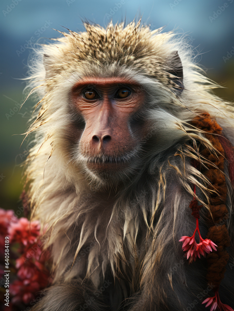 Baboon in its Natural Habitat, Wildlife Photography, Generative AI Baboon in its Natural Habitat, Wildlife Photography, Generative AI