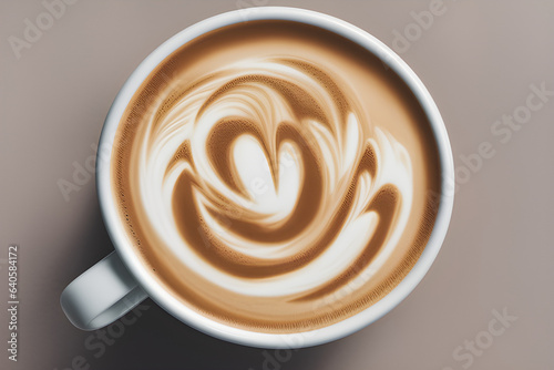 cup of coffee with heart shape latte art foam Generative AI