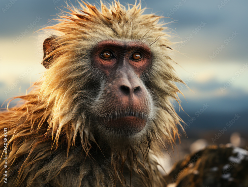 Baboon in its Natural Habitat, Wildlife Photography, Generative AI Baboon in its Natural Habitat, Wildlife Photography, Generative AI