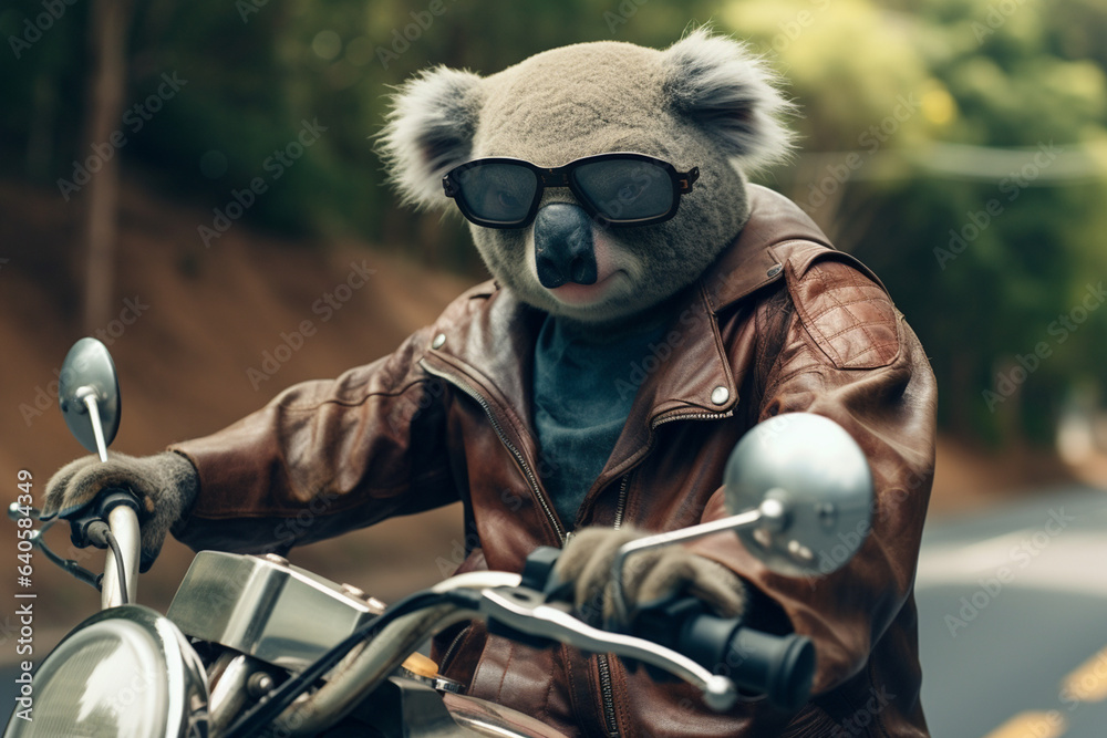 cute koala riding a motorbike Stock Photo | Adobe Stock