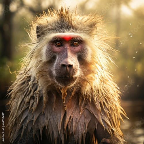 Baboon in its Natural Habitat, Wildlife Photography, Generative AI © Vig