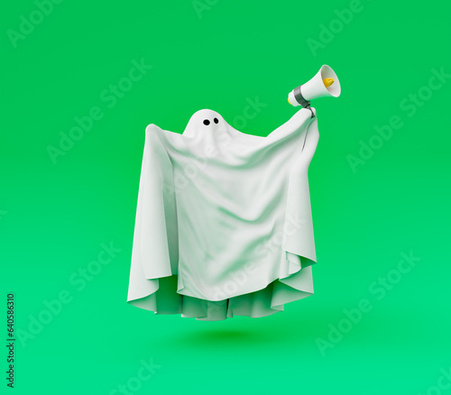 funny ghost with a megaphone in his hand
