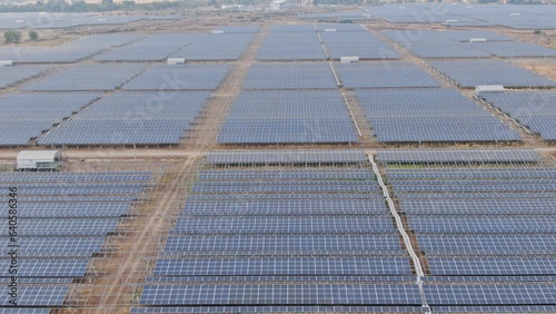 Solar energy farm. Aerial view of a solar farm in Asia.