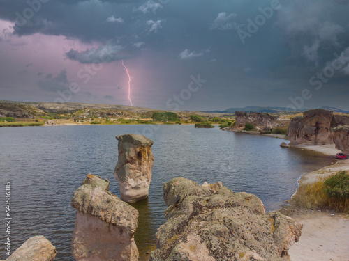 Emre dam lake from Phrygian Valley, İhsaniye, Turkey photo