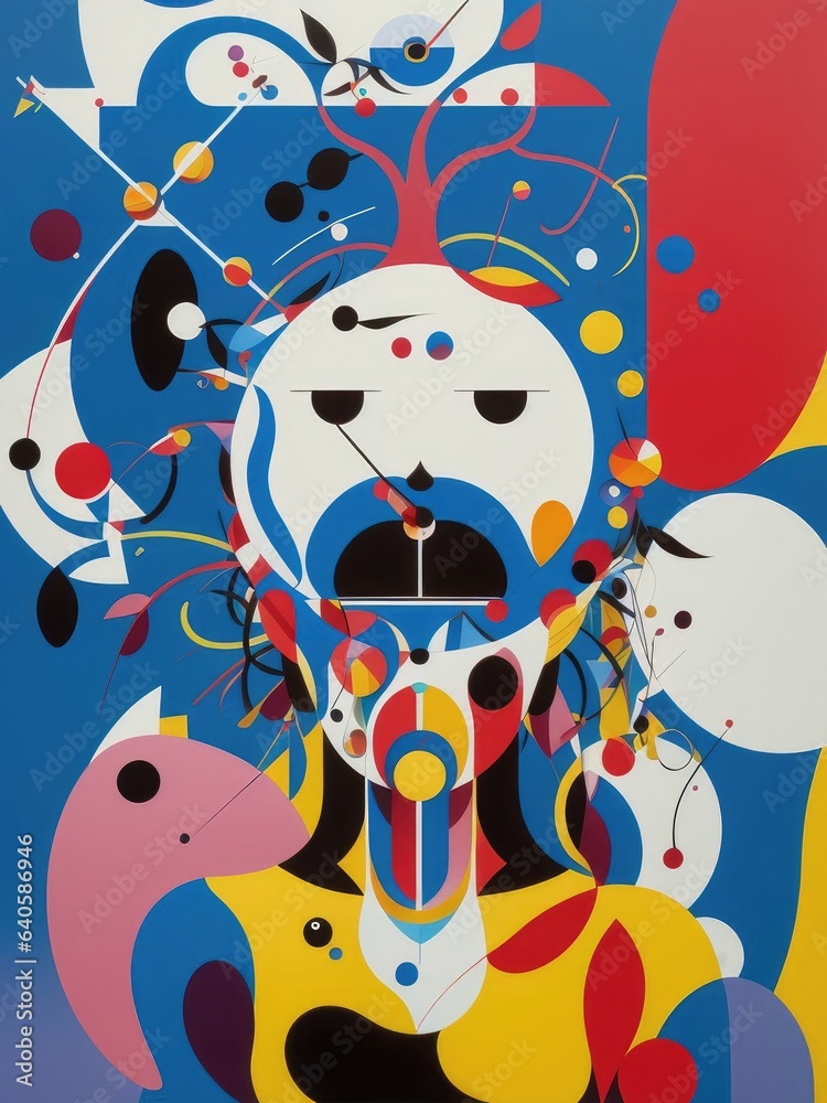 Abstract painting. Face and geometric objects. Generative AI