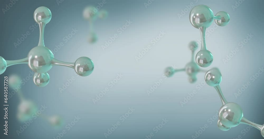 Animation of micro of molecules models over grey background Animation of micro of molecules models over grey background