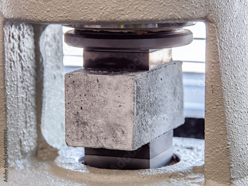 Test of cement compressive strength according to standards, properties of engineered composite materials and cement strength are tested in the physics laboratory.