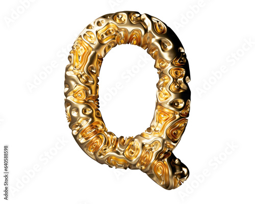 Letters made of gold. 3d illustration of golden alphabet isolated on white background