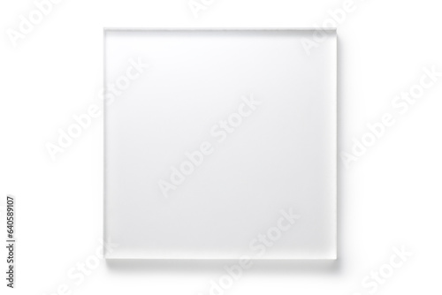 blank acrylic block isolated on white background, top view.