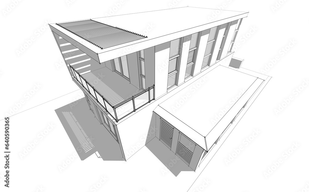 Architectural drawing of a house 3d illustration Architectural drawing of a house 3d illustration